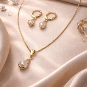 Conjunto pérola flor de lis